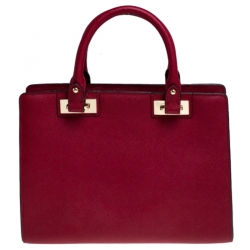Pre Owned MICHAEL Michael Kors Red Saffiano Leather Tote