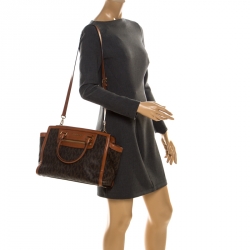 مملوكة مسبقًا MICHAEL Michael Kors Brown Signature Coated Canvas and Leather Selma Tote