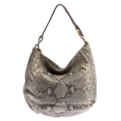 Pre Owned MICHAEL Michael Kors Grey Python Embossed Leather Lilie Chain Hobo