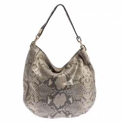 Pre Owned MICHAEL Michael Kors Grey Python Embossed Leather Lilie Chain Hobo