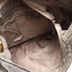 Pre Owned MICHAEL Michael Kors Grey Python Embossed Leather Lilie Chain Hobo