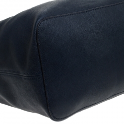 Pre Owned MICHAEL Michael Kors Navy Blue Saffiano Leather Jet Set Travel Tote