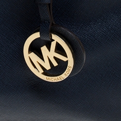 Pre Owned MICHAEL Michael Kors Navy Blue Saffiano Leather Jet Set Travel Tote