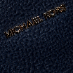 Pre Owned MICHAEL Michael Kors Navy Blue Saffiano Leather Jet Set Travel Tote