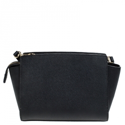 Pre Owned MICHAEL Micheal Kors Black Leather Small Selma Crossbody Bag