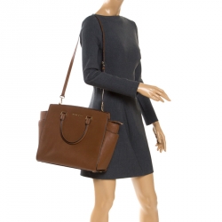 Pre Owned MICHAEL Michael Kors Brown Leather Selma Satchel