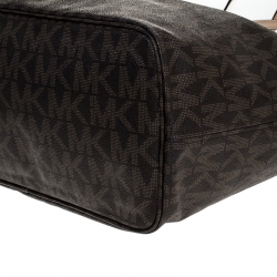 مملوكة مسبقًا حقيبة يد مايكل كورس جت ست كانفاس مقوى مونوغرامية بنية