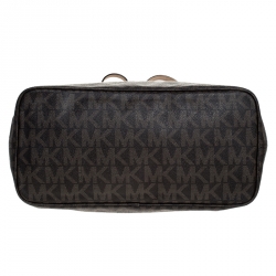 مملوكة مسبقًا حقيبة يد مايكل كورس جت ست كانفاس مقوى مونوغرامية بنية