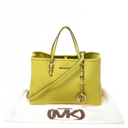 Pre Owned حقيبة سفر مايكل مايكل كورس جيت سيت جلد سافيانو أخضر نيون