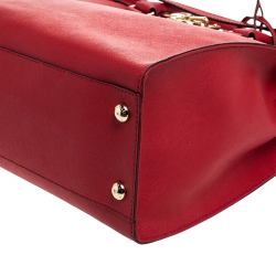 Pre Owned MICHAEL Michael Kors Red Saffiano Leather Large Hamilton North South Tote