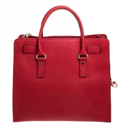 Pre Owned MICHAEL Michael Kors Red Saffiano Leather Large Hamilton North South Tote