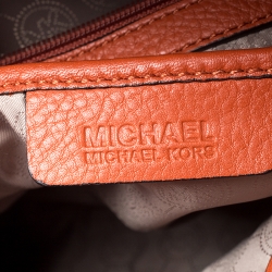 Pre Owned MICHAEL Michael Kors Orange Woven Leather Large Hamilton Tote 