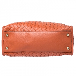 Pre Owned MICHAEL Michael Kors Orange Woven Leather Large Hamilton Tote 