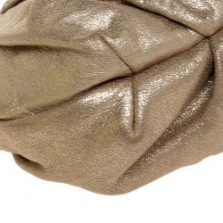 Pre Owned MICHAEL Michael Kors Metallic Gold Pleated Leather Clutch