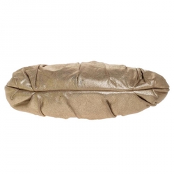 Pre Owned MICHAEL Michael Kors Metallic Gold Pleated Leather Clutch