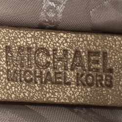 Pre Owned MICHAEL Michael Kors Metallic Gold Pleated Leather Clutch