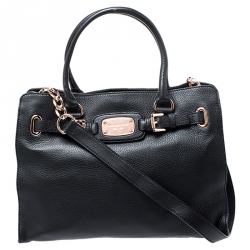 Pre Owned MICHAEL Michael Kors Black Leather Hamilton Tote