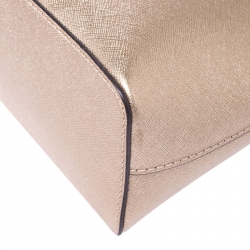 Pre Owned MICHAEL Michael Kors Gold Leather Emmy Crossbody Bag