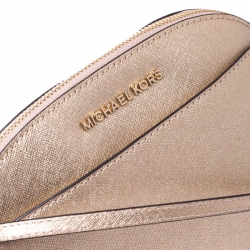 Pre Owned MICHAEL Michael Kors Gold Leather Emmy Crossbody Bag