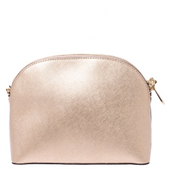 Pre Owned MICHAEL Michael Kors Gold Leather Emmy Crossbody Bag