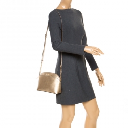 Pre Owned MICHAEL Michael Kors Gold Leather Emmy Crossbody Bag