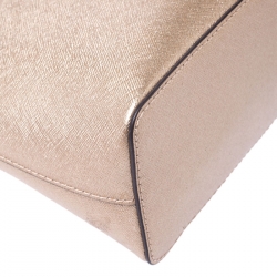 Pre Owned MICHAEL Michael Kors Gold Leather Emmy Crossbody Bag