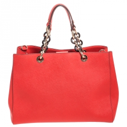 Pre Owned MICHAEL Michael Kors Orange Leather Cynthia Tote