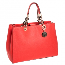 Pre Owned MICHAEL Michael Kors Orange Leather Cynthia Tote