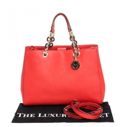 Pre Owned MICHAEL Michael Kors Orange Leather Cynthia Tote