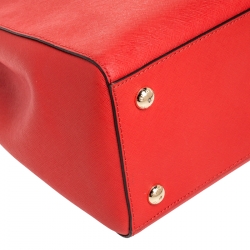 Pre Owned MICHAEL Michael Kors Orange Leather Cynthia Tote