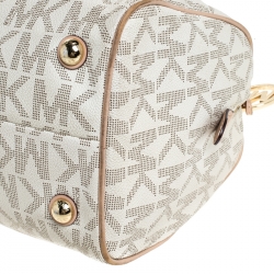 مملوكة مسبقًا MICHAEL Michael Kors Ivory/Beige Signature Coated Canvas Grayson Satchel