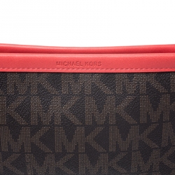 Pre Owned MICHAEL Michael Kors Brown/Red Signature Coated Canvas and Leather Belt Bag