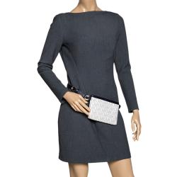 MICHAEL Michael Kors White/Black Signature Coated Canvas and Leather Belt Bag