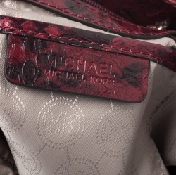 Pre Owned حقيبة يد مايكل مايكل كورس Hamilton جلد نقش ثعبان سوداء/ حمراء