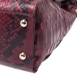 Pre Owned حقيبة يد مايكل مايكل كورس Hamilton جلد نقش ثعبان سوداء/ حمراء