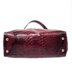 Pre Owned حقيبة يد مايكل مايكل كورس Hamilton جلد نقش ثعبان سوداء/ حمراء