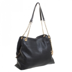 Pre Owned حقيبة مايكل مايل كورس جيت سيت جلد أسود بسلسلة