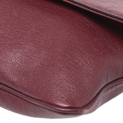 Pre Owned MICHAEL Michael Kors Maroon Leather Turnlock Chain Shoulder Bag