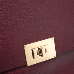 Pre Owned MICHAEL Michael Kors Maroon Leather Turnlock Chain Shoulder Bag
