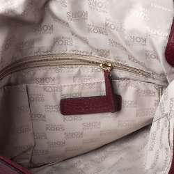 Pre Owned MICHAEL Michael Kors Maroon Leather Turnlock Chain Shoulder Bag