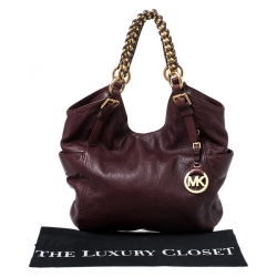 Pre Owned MICHAEL Michael Kors Maroon Leather Tristan Hobo   