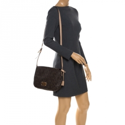 Pre Owned حقيبة كتف مايكل مايكل كورس هاميلتون كانفاس مقوى بنية