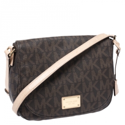 Pre Owned حقيبة كتف مايكل مايكل كورس هاميلتون كانفاس مقوى بنية