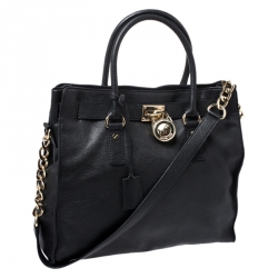 مملوكة مسبقًا MICHAEL Michael Kors Black Leather Hamilton Tote