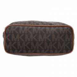 Pre Owned MICHAEL Michael Kors Brown Signature Coated Canvas and Leather Frankie Bucket Bag