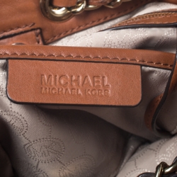 Pre Owned MICHAEL Michael Kors Brown Signature Coated Canvas and Leather Frankie Bucket Bag