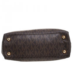 Pre Owned MICHAEL Michael Kors Brown Signature Coated Canvas Large Cynthia Tote