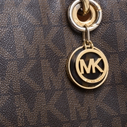 Pre Owned MICHAEL Michael Kors Brown Signature Coated Canvas Large Cynthia Tote