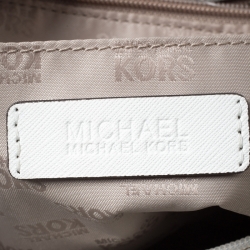 Michael Kors White Embroidered Leather Medium EW Susannah Tote