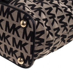 Pre Owned MICHAEL Michael Kors Black/Beige Signature Canvas Tote